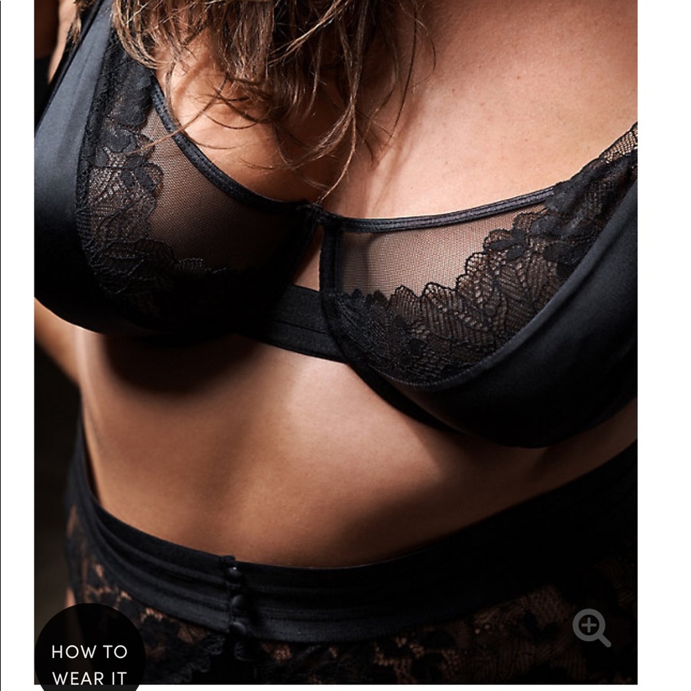Black Satin & Lace Strappy Bralette
